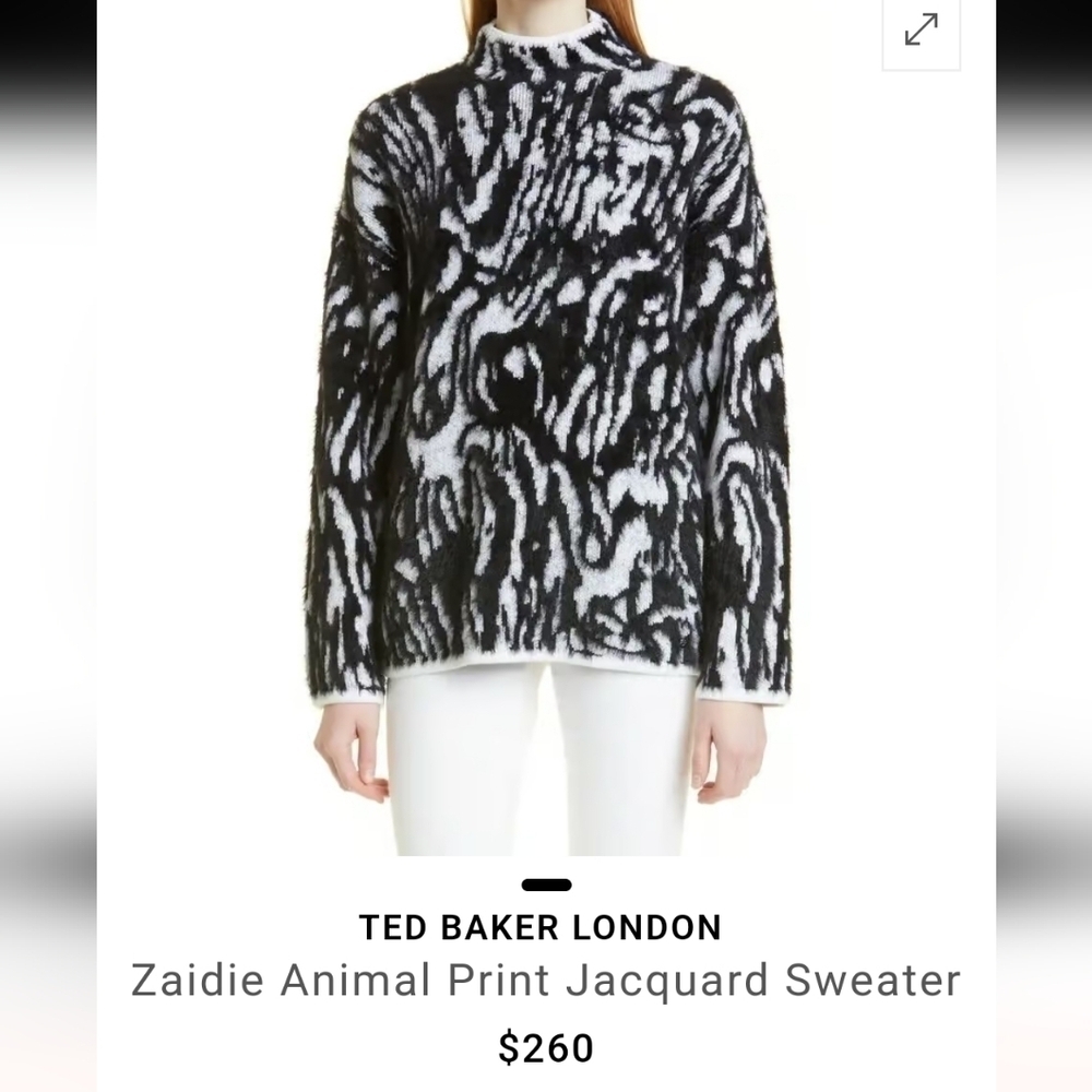 NWOT Ted Baker London Zaidie Animal Print Jacquard Sweater Size 1 Or 4us